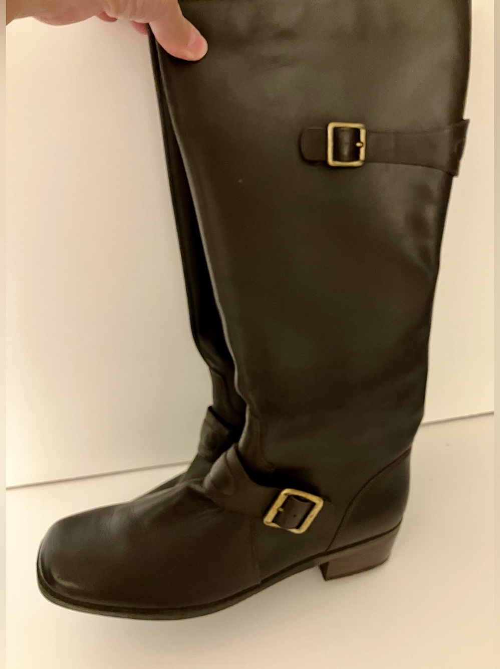 St. John's Bay Dark Brown Leather Tall Buckle Boots